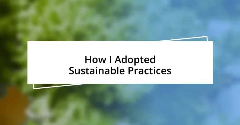 How I Adopted Sustainable Practices