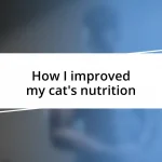 How I improved my cat’s nutrition