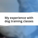 My experience with dog training classes