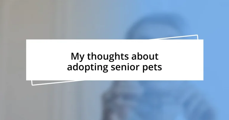 My thoughts about adopting senior pets