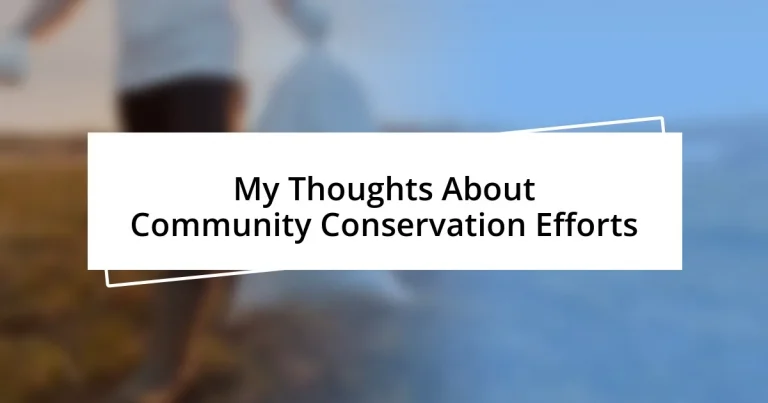 My Thoughts About Community Conservation Efforts