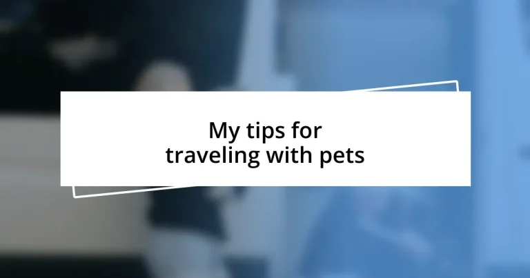 My tips for traveling with pets