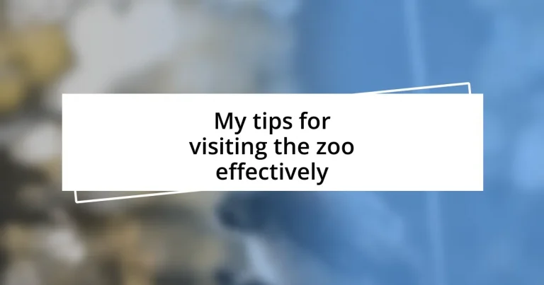 My tips for visiting the zoo effectively