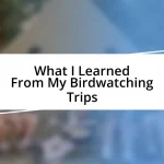 What I Learned From My Birdwatching Trips