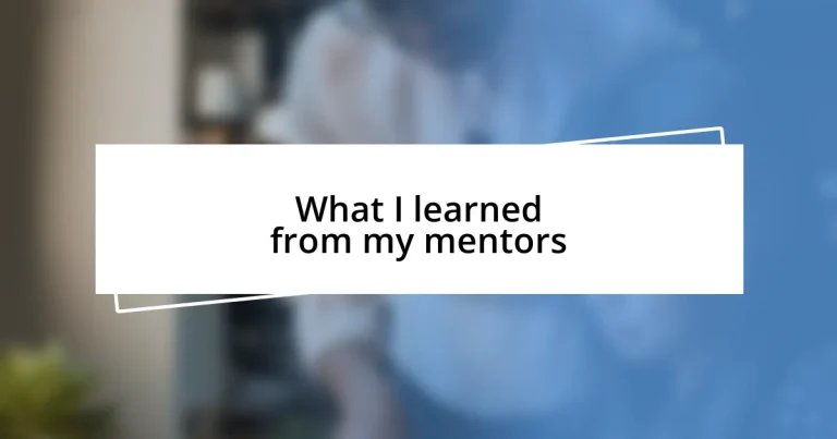 What I learned from my mentors