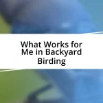 What Works for Me in Backyard Birding