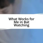 What Works for Me in Bat Watching