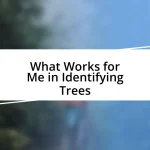 What Works for Me in Identifying Trees