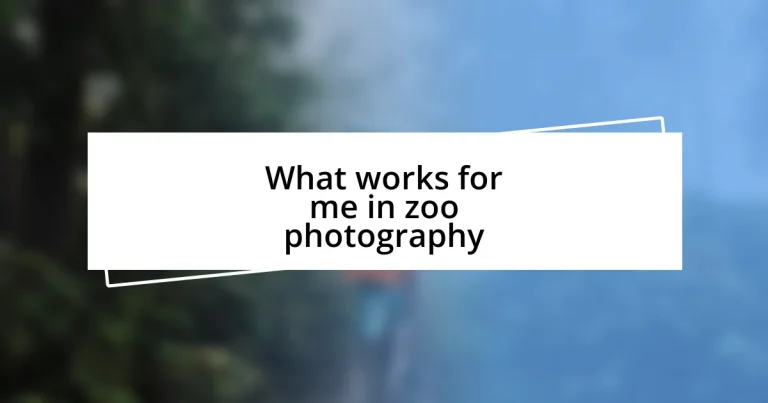 What works for me in zoo photography