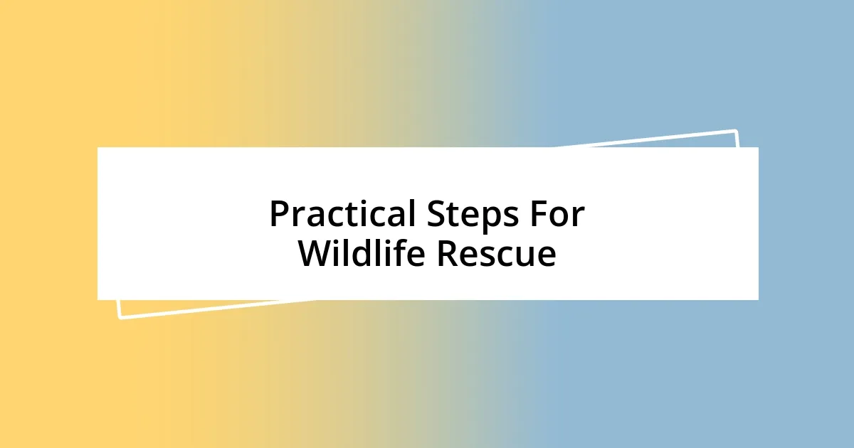 Practical Steps For Wildlife Rescue