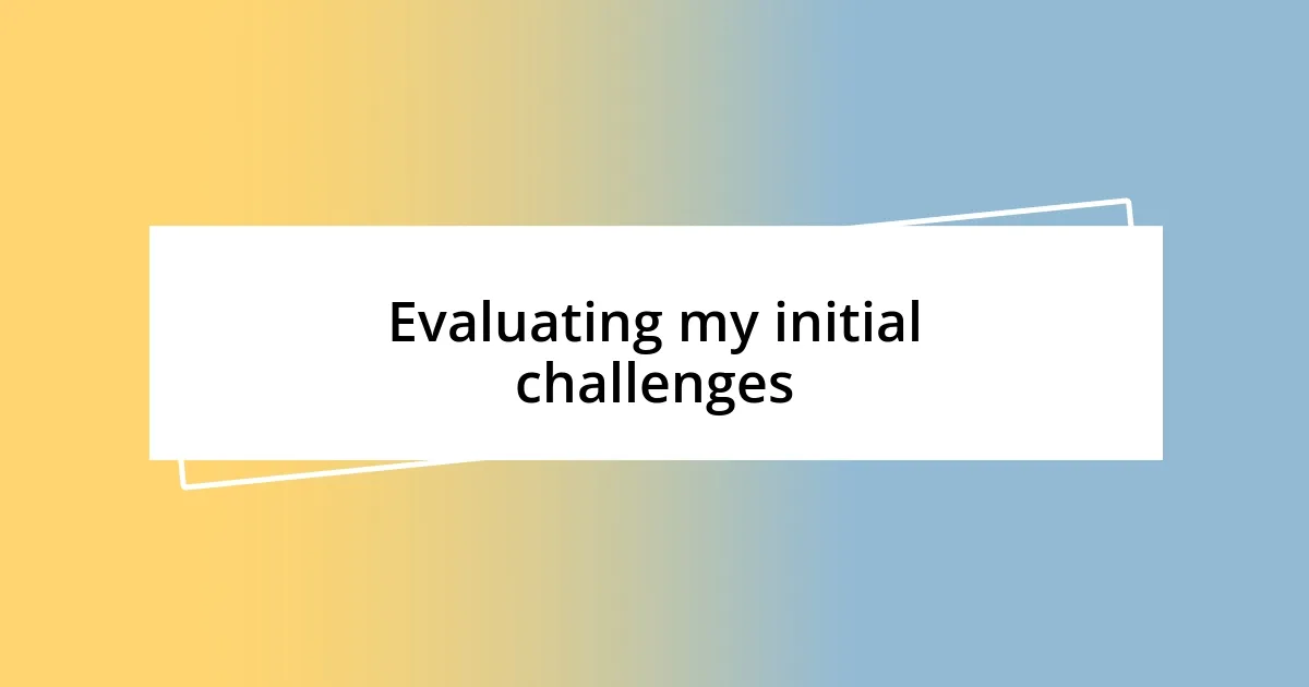 Evaluating my initial challenges