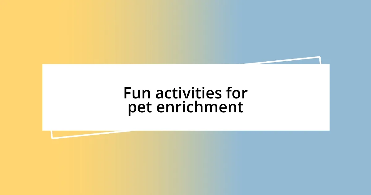 Fun activities for pet enrichment