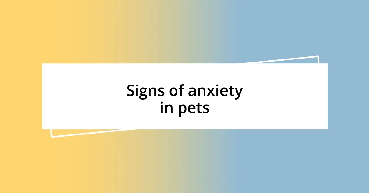 Signs of anxiety in pets