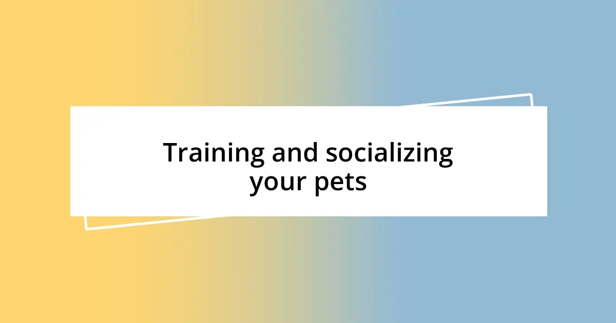 Training and socializing your pets