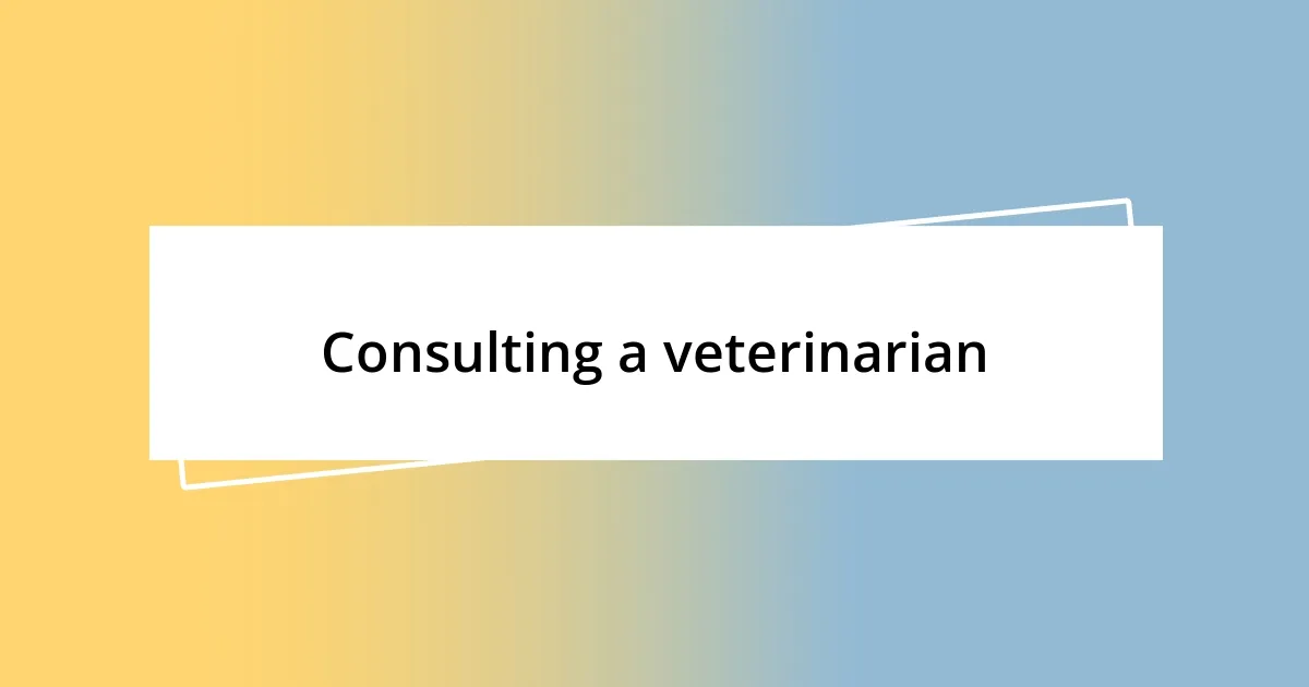 Consulting a veterinarian