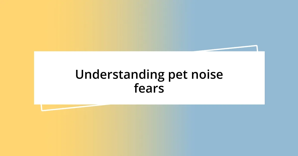 Understanding pet noise fears