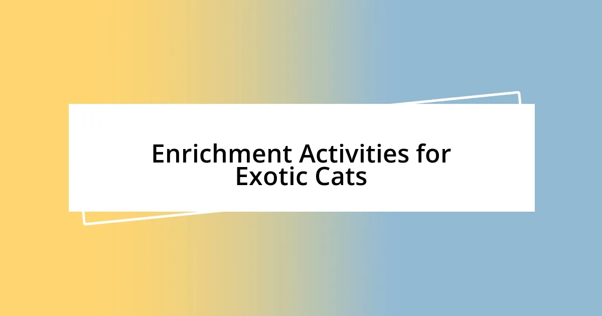 Enrichment Activities for Exotic Cats