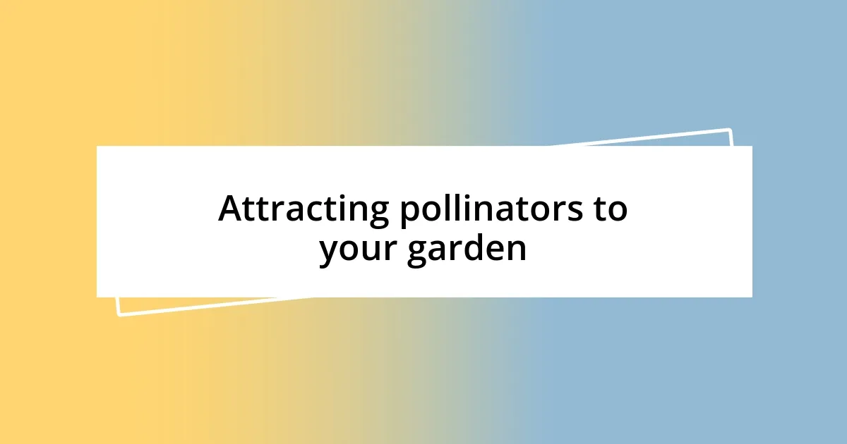 Attracting pollinators to your garden