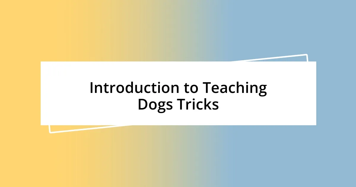 Introduction to Teaching Dogs Tricks