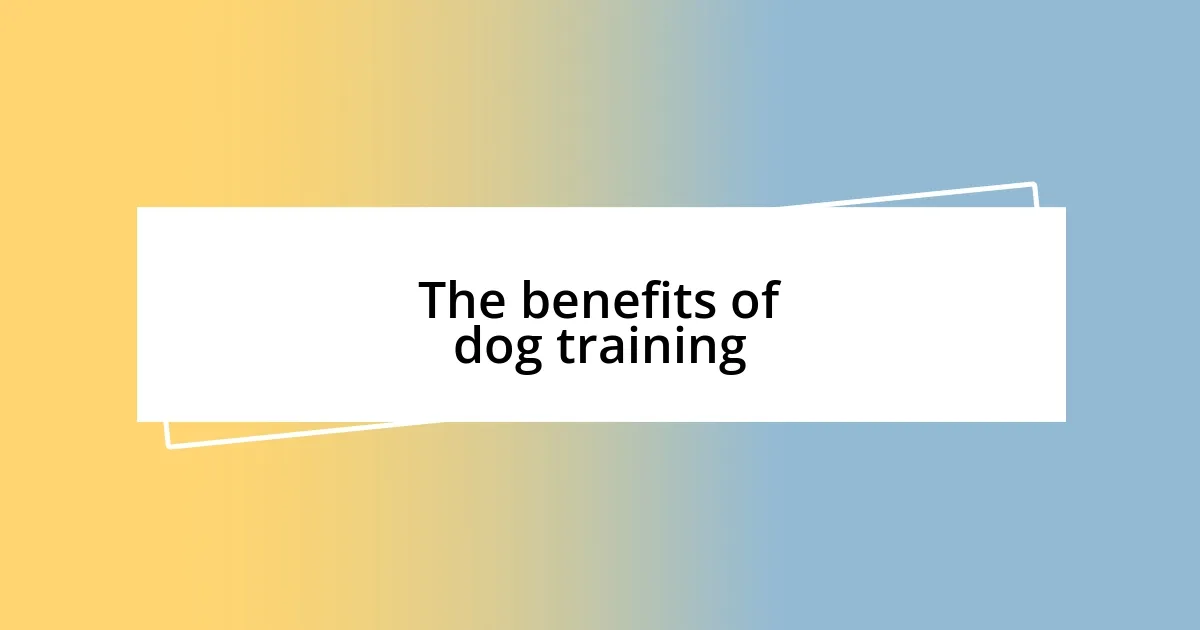 The benefits of dog training