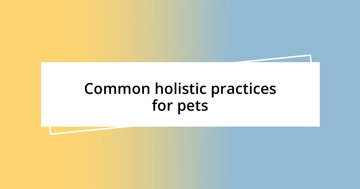 Common holistic practices for pets