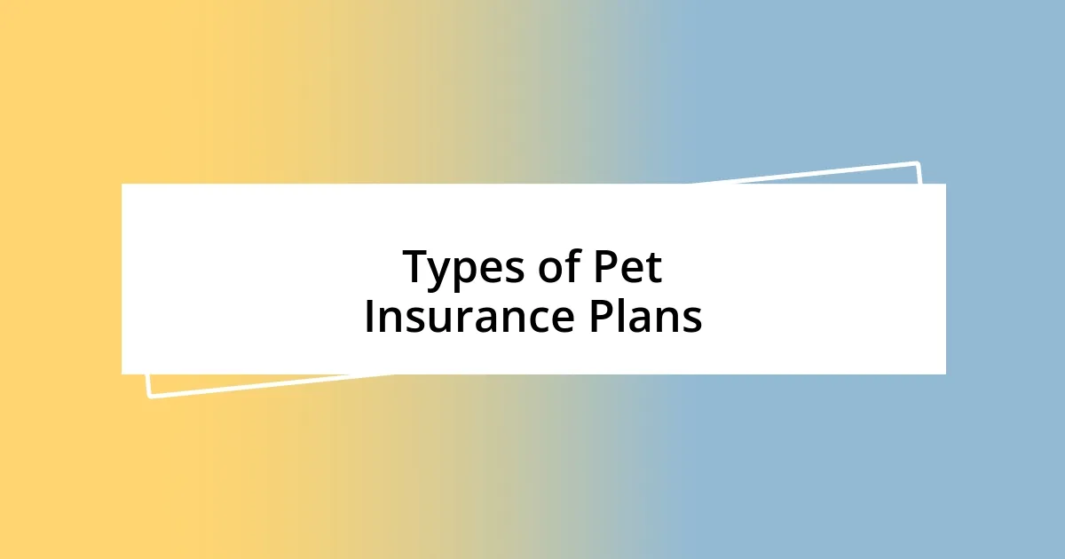 Types of Pet Insurance Plans