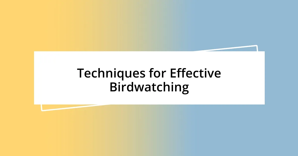 Techniques for Effective Birdwatching