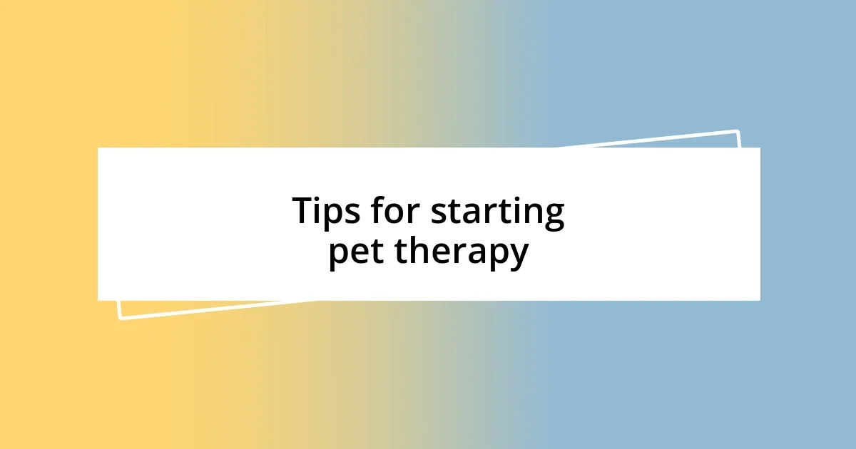 Tips for starting pet therapy