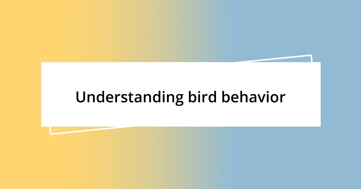 Understanding bird behavior