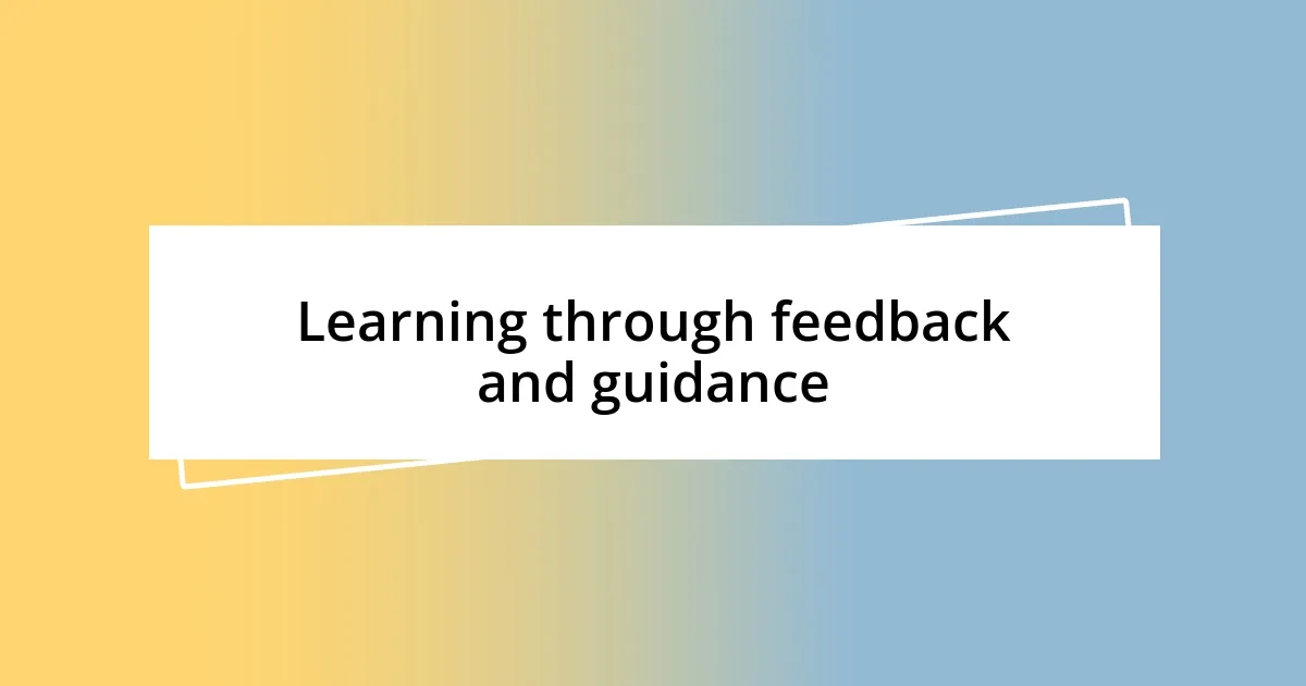 Learning through feedback and guidance