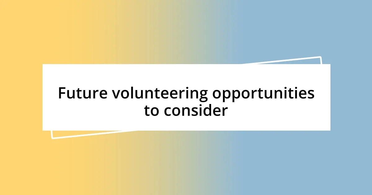 Future volunteering opportunities to consider