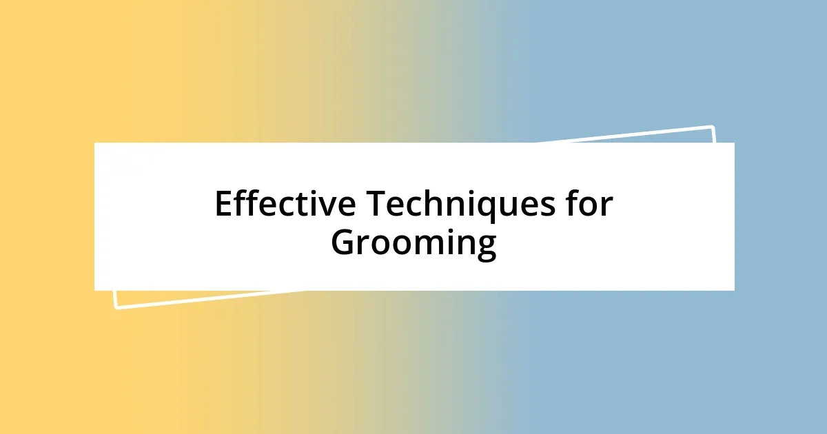 Effective Techniques for Grooming