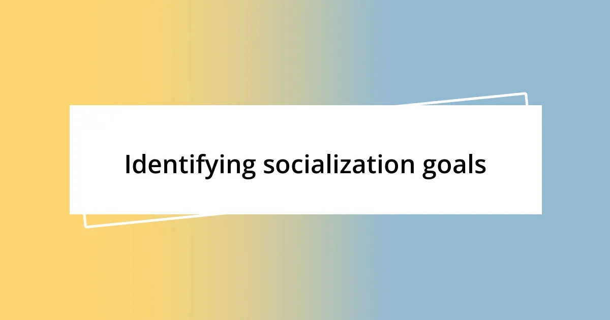 Identifying socialization goals