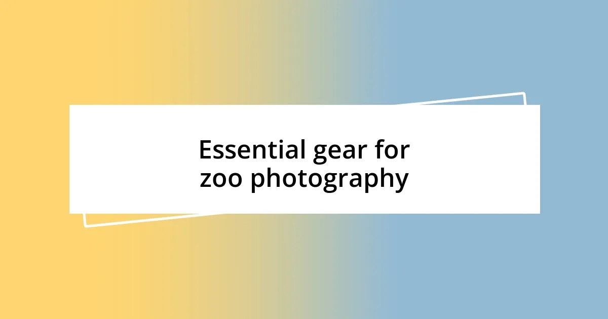 Essential gear for zoo photography